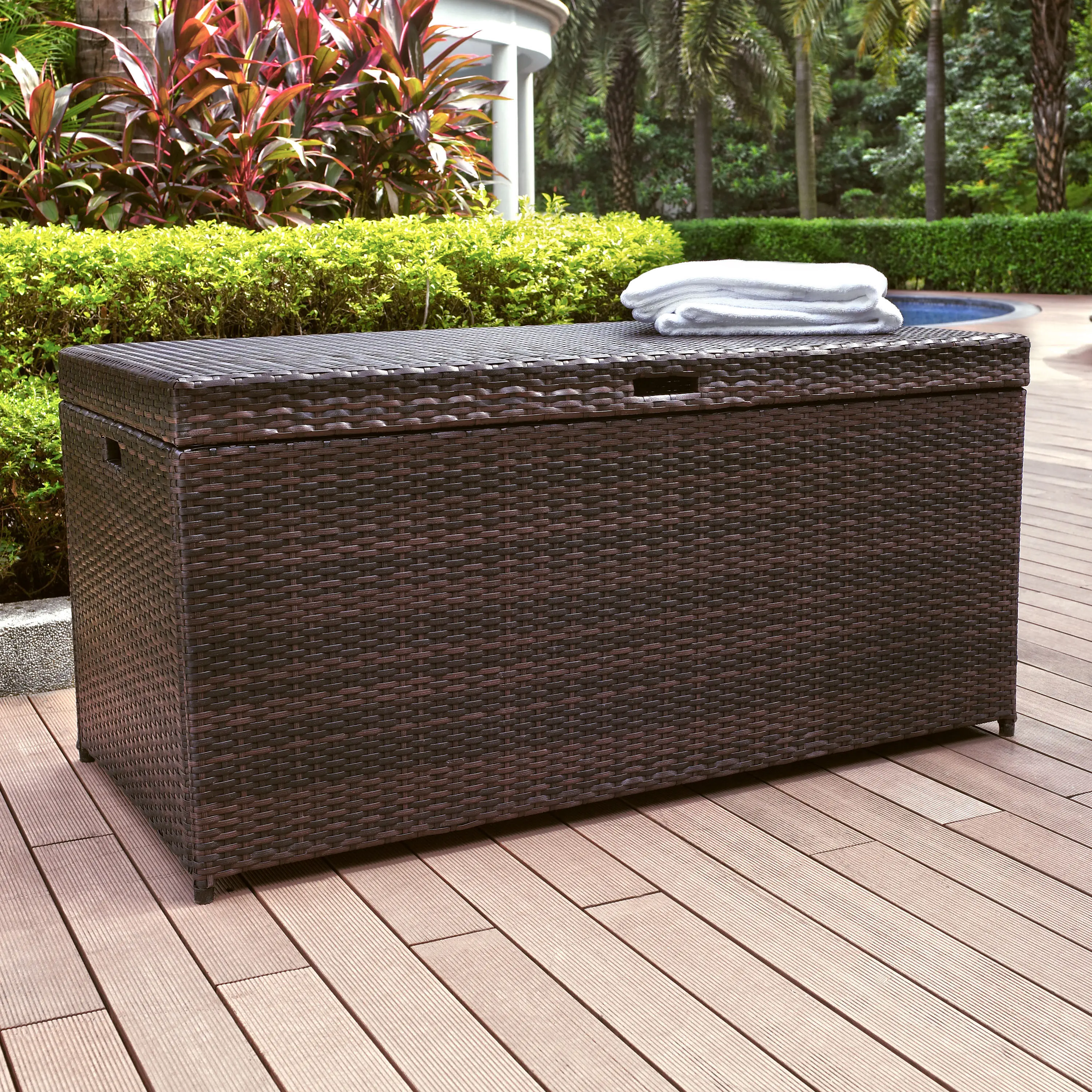 CO7300-BR Dark Brown Wicker Storage Bin - Palm Harbor-1