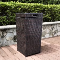 CO7301-BR Dark Brown Wicker Outdoor Trash Bin - Palm Harbor