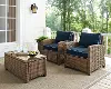 KO70026WB-NV Bradenton Navy and Wicker Patio Armchair, Set of 2