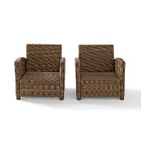KO70026WB-NV Two Navy and Brown Wicker Patio Arm Chairs - Bradenton-5