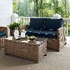 KO70025WB-NV Navy and Brown Wicker Patio Furniture Loveseat and Table - Bradenton