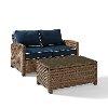 KO70025WB-NV Navy and Brown Wicker Patio Furniture Loveseat and Table - Bradenton -2