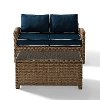KO70025WB-NV Navy and Brown Wicker Patio Furniture Loveseat and Table - Bradenton -3