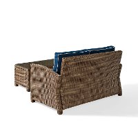 KO70025WB-NV Navy and Brown Wicker Patio Furniture Loveseat and Table - Bradenton -4