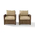 KO70026WB-SA Bradenton Tan and Wicker Patio Armchairs, Set of 2
