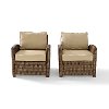 KO70026WB-SA Two Sand and Brown Wicker Patio Arm Chairs - Bradenton -1