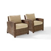 KO70026WB-SA Two Sand and Brown Wicker Patio Arm Chairs - Bradenton -3
