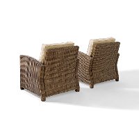 KO70026WB-SA Two Sand and Brown Wicker Patio Arm Chairs - Bradenton -4