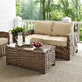 KO70025WB-SA Bradenton Sand and Wicker 2 pc Loveseat and Table Set