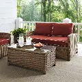 KO70025WB-SG Bradenton Sangria and Wicker 2 pc Loveseat and Table Set