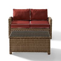 KO70025WB-SG Sangria and Brown Wicker Patio Furniture Loveseat and Table - Bradenton -3