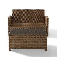 KO70025WB-SG Sangria and Brown Wicker Patio Furniture Loveseat and Table - Bradenton -4