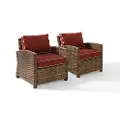 KO70026WB-SG Bradenton Red and Wicker Patio Armchairs, Set of 2