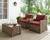 KO70026WB-SG Bradenton Sangria and Wicker Patio Armchairs, Set of 2