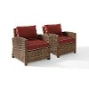 KO70026WB-SG Two Sangria and Brown Wicker Patio Arm Chairs - Bradenton