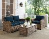 KO70027WB-NV Navy and Brown Wicker Patio Furniture Loveseat, Arm Chair, and Table - Bradenton -2