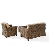 KO70027WB-SA Sand and Brown Wicker Patio Furniture Loveseat, Arm Chair, and Table - Bradenton -4