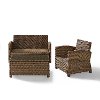 KO70027WB-SA Sand and Brown Wicker Patio Furniture Loveseat, Arm Chair, and Table - Bradenton -5