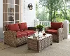 KO70027WB-SG Bradenton Sangria and Wicker 3 pc Loveseat, Armchair, and Table