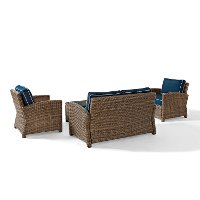 KO70024WB-NV Navy and Brown Wicker Patio Furniture Loveseat, Arm Chairs, and Table - Bradenton -4