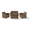 KO70024WB-NV Navy and Brown Wicker Patio Furniture Loveseat, Arm Chairs, and Table - Bradenton -5