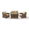 KO70024WB-SA Sand and Brown Wicker Patio Furniture Loveseat, Arm Chairs, and Table - Bradenton -3