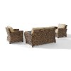 KO70024WB-SA Sand and Brown Wicker Patio Furniture Loveseat, Arm Chairs, and Table - Bradenton -4