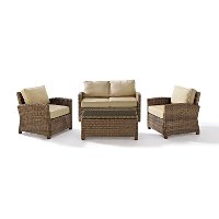KO70024WB-SA Sand and Brown Wicker Patio Furniture Loveseat, Arm Chairs, and Table - Bradenton -3