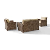 KO70024WB-SA Sand and Brown Wicker Patio Furniture Loveseat, Arm Chairs, and Table - Bradenton -4