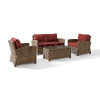 KO70024WB-SG Sangria and Brown Wicker Patio Furniture Loveseat, Arm Chairs, and Table - Bradenton -2
