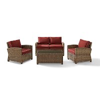 KO70024WB-SG Sangria and Brown Wicker Patio Furniture Loveseat, Arm Chairs, and Table - Bradenton -3