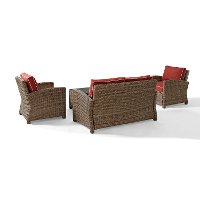 KO70024WB-SG Sangria and Brown Wicker Patio Furniture Loveseat, Arm Chairs, and Table - Bradenton -4