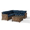 KO70019WB-NV Navy and Brown Wicker Patio Furniture Sectional and Table - Bradenton-1