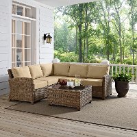 KO70019WB-SA Sand and Brown Wicker Patio Furniture Set - Bradenton