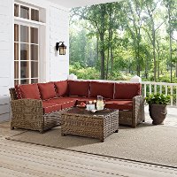KO70019WB-SG Sangria and Brown Wicker Patio Furniture Set - Bradenton