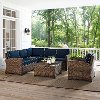 KO70021WB-NV Navy and Brown Wicker Patio Sectional and Table - Bradenton