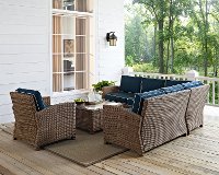 KO70021WB-NV Navy and Brown Wicker Patio Sectional and Table - Bradenton -3