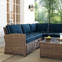KO70021WB-NV Navy and Brown Wicker Patio Sectional and Table - Bradenton -4