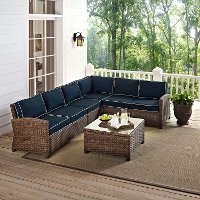 KO70020WB-NV Navy and Brown Wicker Patio Sectional and Table - Bradenton-2