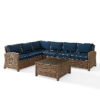 KO70020WB-NV Navy and Brown Wicker Patio Sectional and Table - Bradenton-4