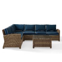 KO70020WB-NV Navy and Brown Wicker Patio Sectional and Table - Bradenton-5