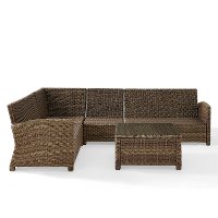 KO70020WB-NV Navy and Brown Wicker Patio Sectional and Table - Bradenton-8