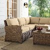 KO70021WB-SA Sand and Brown Wicker Patio Sectional, Arm Chair and Table - Bradenton -5