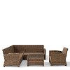 KO70021WB-SA Sand and Brown Wicker Patio Sectional, Arm Chair and Table - Bradenton