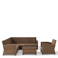 KO70021WB-SA Sand and Brown Wicker Patio Sectional, Arm Chair and Table - Bradenton
