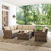 KO70021WB-SA Sand and Brown Wicker Patio Sectional, Arm Chair and Table - Bradenton -2