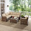 KO70021WB-SA Sand and Brown Wicker Patio Sectional, Arm Chair and Table - Bradenton -3