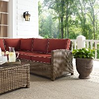 KO70021WB-SG Sangria and Brown Wicker Patio Sectional, Arm Chair and Table - Bradenton -6