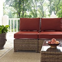 KO70021WB-SG Sangria and Brown Wicker Patio Sectional, Arm Chair and Table - Bradenton -8