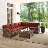 KO70020WB-SG Sangria and Brown Wicker Patio Large Sectional and Table - Bradenton -1